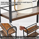 Slim Storage Cart, 4 Tier Rolling Utility Cart on Wheels, Narrow Shelving Unit Cart for Small Spaces in Kitchen, Dining Room, Bathroom, Laundry Room Rustic Brown and Black Asgolion