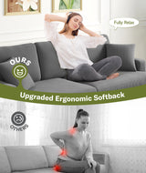 Kidirect 87in Corduroy Couch, Sofas for Living Room No Tool Assembly, Comfy Couches for Living Room 21in Deep Seats, Oversized Loveseat Sofa with 2 Pillows, 3 Seater Couch for Bedroom,Grey Sofa Kidirect