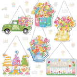 Chitidr 6 Pcs Diamond Painting Hanging Sign Set Gnome Art Kits DIY Crystal Paint Arts and Crafts Set 5d DIY Spring Ornaments Kits for Wall Door Window Decor Chitidr