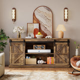 YESHOMY TV Stand for Televisions up to 65 Inchs, with Sliding Barn Doors and 4 Storage Drawers, Console Table and Media Furniture for Living Room, 58 Inch, Barnwood YESHOMY