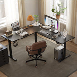 Agilestic L Shaped Standing Desk Adjustable Height, Electric Corner Standing Desk, 63 x 55 inch Sit Stand Computer Table with Splice Board, Gaming Table, Black Agilestic