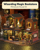 DIY Miniature House Kit, Mayberry Street Miniatures, Magic House Miniature kit, Model Building Craft Diorama Kit, Ideal Gifts for Birthday Easter Christmas(Magic Book Shop) Flybean