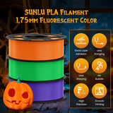 SUNLU 4KG Fluorescent PLA 3D Printer Filament Bundle, PLA Filament 1.75mm, Fit for Most FDM 3D Printer, 1kg Spool, 4Packs, Fluorescent(Purple+Orange+Yellow+Green) SUNLU