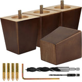 Airy Abode Walnut Brown Square Furniture Legs Set of 4 - Pick Your Size and Color Airy Abode