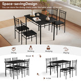 Vipbear Kitchen Dining Table Set for 4, 5-Piece Kitchen Table Set,Dining Room Table Sets,Rectangular Kitchen Table Set with 4 Chairs for Small Space, Dinette,Apartment,Rustic Black Vipbear