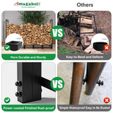 AMAGABELI GARDEN & HOME 6ft Firewood Log Rack Outdoor Log Holder for Fireplace Heavy Duty Wood Stacker Pit for Patio Logs Storage Steel Tubular Wood Pile Rack Tool Accessories Black AMAGABELI GARDEN & HOME