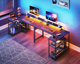 ODK 48 Inch Reversible L-Shaped Gaming Desk with USB Ports, LED Lights & Storage Solutions ODK
