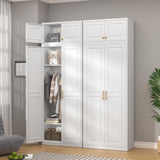 TIMELESS PIECES 86" Metal Wardrobe Cabinets,Armoire Wardrobe Closet with Hanging Rod,Clothes Storage Cabinet with Adjustable Shelves and Doors,Clothing Cabinet for Bedroom, Laundry Room,Office TIMELESS PIECES