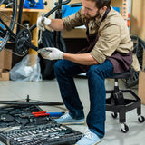 RCIACRHT Rolling Garage Shop Seat,Garage Stool with Wheels,Heavy Duty Mechanic Stool 350 Lbs Capacity Storage with Tool Tray,Lockable 360°Wheels,Adjustable Heigh Workshop Stool RCIACRHT