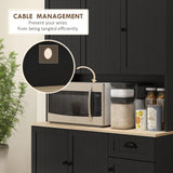 HOMCOM 71" Buffet with Hutch, Modern Farmhouse Kitchen Pantry Storage Cabinet with Microwave Oven Countertop, Drawer, and Cupboard, Black HOMCOM