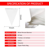 TSMD Solid White Pennant Banners Flags String DIY Blank Bunting Flags,Party Decorations for Grand Opening,Kids Birthday,Party Events Celebration TSMD
