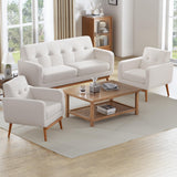 HUIMO 60'' Loveseat Sofa, Mid Century Modern Love Seat Couches for Living Room, Upholstered Love Seats Furniture with Solid Frame Button Tufted Small Couch for Bedroom Office Apartment (White) HUIMO