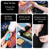 Sancallie Puzzle Mat Roll Jigsaw Storage Felt Mat, Jigroll Up to 1,500 Pieces with 4 Puzzle Trays, Material for Jigsaw Puzzle Player, Box with Drawstring Storage Bag Sancallie