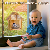 Window Bird Houses for Outside with 2 Powerful Hooks, Clear Window Bird House for Viewing Inside, Hanging Wooden Birdhouses to Paint for Outdoors, Bird Nesting Box for Bluebird Finch Chickadee ANSTEEP
