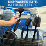 Dish Brush Set of 5 with Convenient Holder, Bottle Water Brush, Dish Scrub Brush, Scrubber Brush and Straw Brush - Kitchen Scrub Brushes Non Slip Long Handle for Sink Dishes Cup Pot Trazon