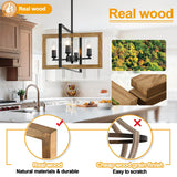 17" Farmhouse Chandelier, 4-Light Rustic Chandelier for Dining Room Light Fixture, Adjustable Wood Hanging Light Fixture for Living Room, Kitchen, Foyer, Bedroom and Entryway Lynnoland