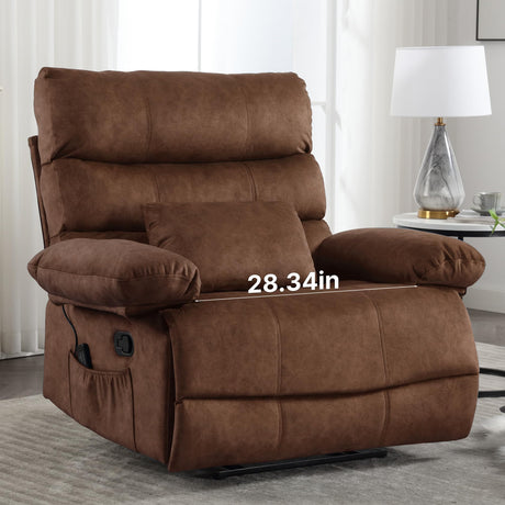 HOMYEDAMIC Oversized Recliner Chair Extra Wide Large Recliner for Adults 350lbs with Lumbar Support Pillow Nursery Chair Living Room (Manual, Brown-6002) HOMYEDAMIC