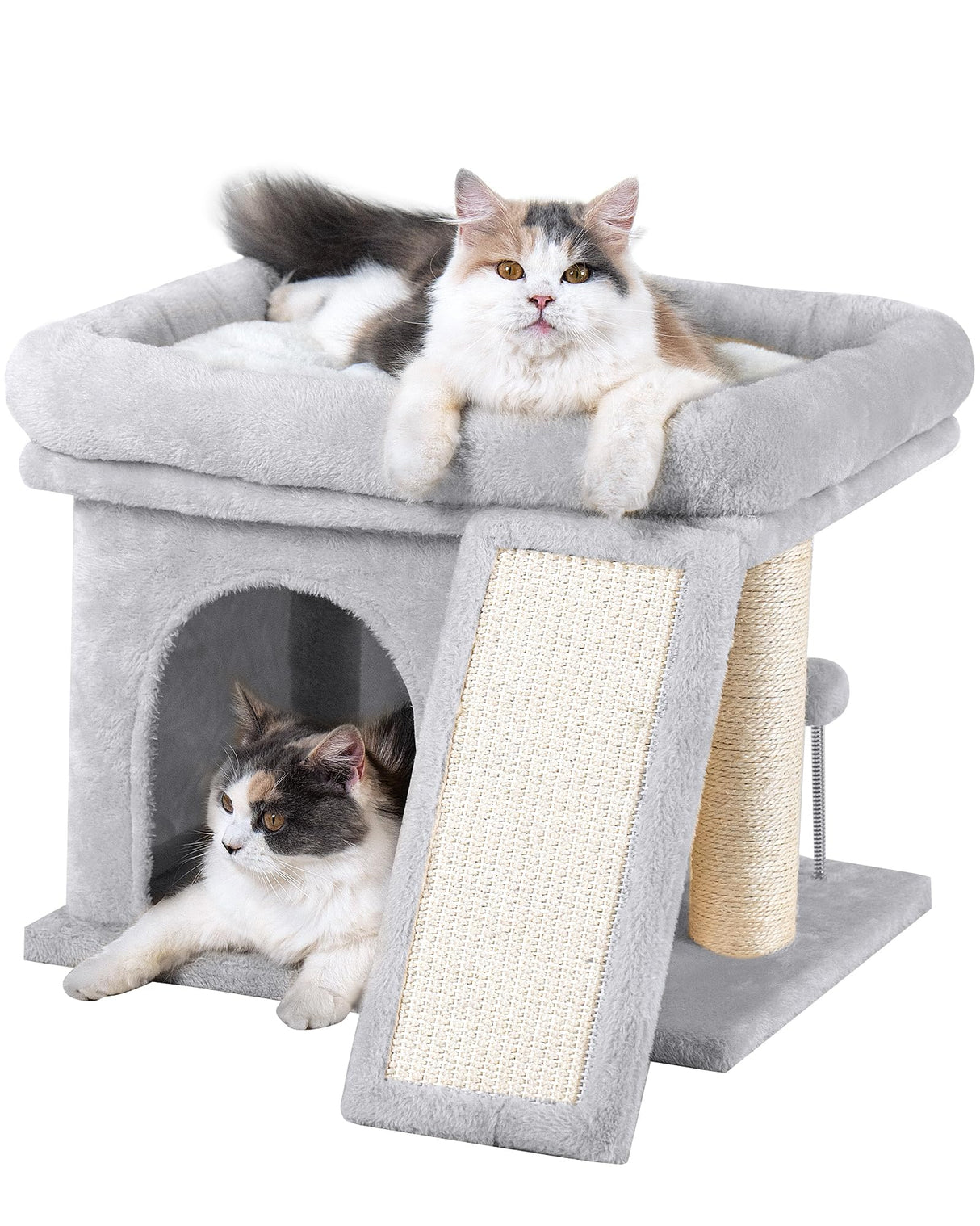 Aechonow Cat Tree Tower for Large Cat, Cat Bed House with Large Perch for Adult Cats, 20 * 16.5 Inch Big Platform for Indoor with Super Cozy Mat, Large Condo with Scratching Post, Light Gray Aechonow