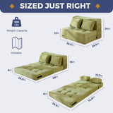 MAXYOYO Convertible Sofa Bed, Fold Out Loveseat Sleeper Sofa with Pillow, 4 in 1 Tufted Folding Couch Bed Foam Floor Couch, Lazy Chair for Living Room Bedroom Guest Room, Green MAXYOYO