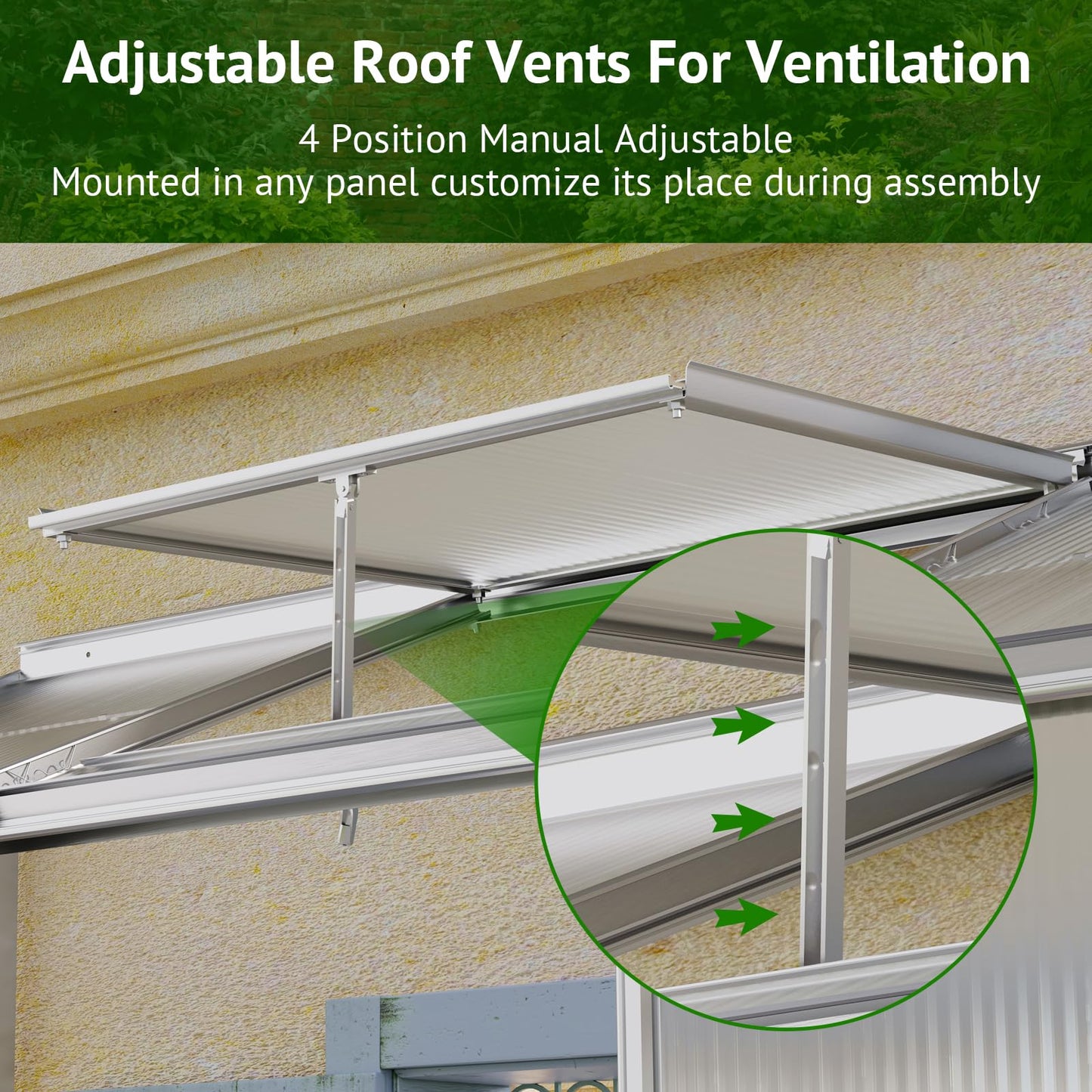 Showellgard 6x2ft Lean-to Polycarbonate Greenhouse, Small Walk-in Greenhouse, with Adjustable Roof Vent, Rain Gutter and Sliding Door, Outdoor Greenhouse for Terrace, Backyard GreenHouse 6'x2 - WoodArtSupply