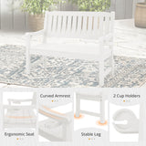 LUE BONA Outdoor Bench, 2-Person HDPS Garden Bench, Outdoor Benches Weatherproof, All-Weather Fade/Rot Resistant Patio Bench for Park, Front Porch, Backyard (White) LUE BONA