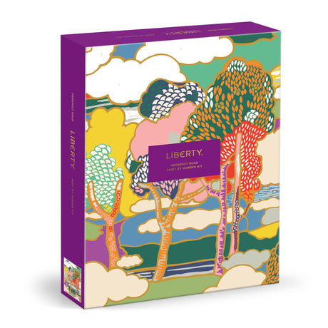 Galison Liberty Prospect Road – DIY 9 x 12 Paint by Number Kit with Iconic Liberty Print Art for Beginners and Experts Includes Paint and Brushes Galison
