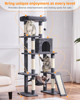 Yaheetech Large Multi-Level Cat Tree, 63 Inches Tall with Sisal-Covered Scratching Posts, Condo, Hammock, Dangling Ball, and Extended Platform for Cats to Play and Sleep Yaheetech
