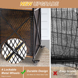 Ketive Dog Crate Furniture with Cushion, 41"L Wooden Dog Crate End Table with Double Doors, Chew-Resistant Dog Kennel Indoor, Heavy Duty Dog Crate with Wheels, Rustic Brown (41"L x 23.6 "W x 35.8 "H) ketive