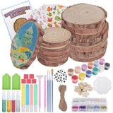 Genround Wooden Crafts Kit for Boys and Girls, Glow in The Dark,20pcs Wood Slices with Painting Craft Activities Kits,Creative Art Toys for Boys and Girls Genround
