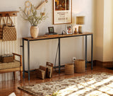 SUPERJARE Console Table with Outlet, 63 Inch Sofa Table with Charging Station, Narrow Entryway Table, Skinny Hallway Table, Behind Couch Table, for Living Room, Plants - Rustic Brown SUPERJARE