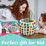 Glass Mosaic Candle Holder Kit, DIY Stained Glass Kit for Kids Adults Home Decor Fun Arts and Crafts Gifts for Kids Teens Adults Valentine Birthday Mother’s Day Gifts for Girls & Boys 6-8, 8-12 goldentime