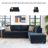 Signature Design by Ashley Aviemore Casual L-Shaped 2-Piece Sectional with Chaise for Living Room, Blue Signature Design by Ashley