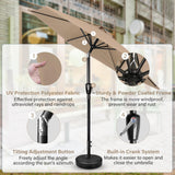 Simple Deluxe 7.5ft Patio Umbrella Outdoor Table Market Yard Umbrella with Push Button Tilt/Crank, 6 Sturdy Ribs for Garden, Deck, Backyard, Pool, Tan Simple Deluxe
