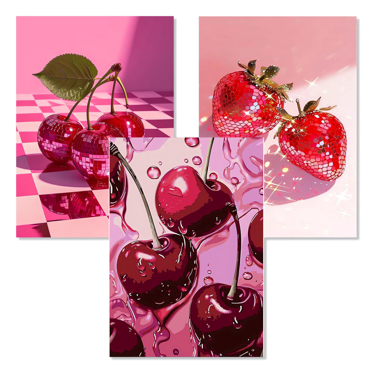 EIBEILI Diamond Art Kits for Adults, 3-Pack Fruit Diamond Painting Kits for Beginner Round 5D Full Drill Diamond Dots Crafts for Home Wall Decor Gifts 12x16 Inch EIBEILI