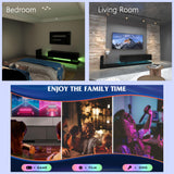 LED TV Stand for 55/65/75 Inch TV, Modern Entertainment Center with 31 Modes Full Color Selection Light String, TV Console with Tempered Glass for Living Room Bedroom, Black Banzeem