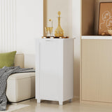 VECELO Tilt Out Kitchen Trash Bin Cabinet, Dog Proof Garbage Can with Wood Holder Free Standing Recycling, White VECELO