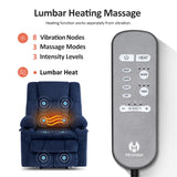 MCombo Dual Motor Large Power Lift Recliner Chair for Elderly, Lay Flat Lift Chair with Heat and Massage, Big Lift Recliner for Tall People, Cup Holders, Fabric 7896 (Large, Navy Blue) MCombo