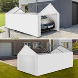 Carport Replacement Canopy Cover Sidewalls for 10x20FT Frame, Heavy Duty Garage Car Tent Shelter Tarp with Ball Bungees, Waterproof & UV Protected (White, Frame is not Included) Yustuf