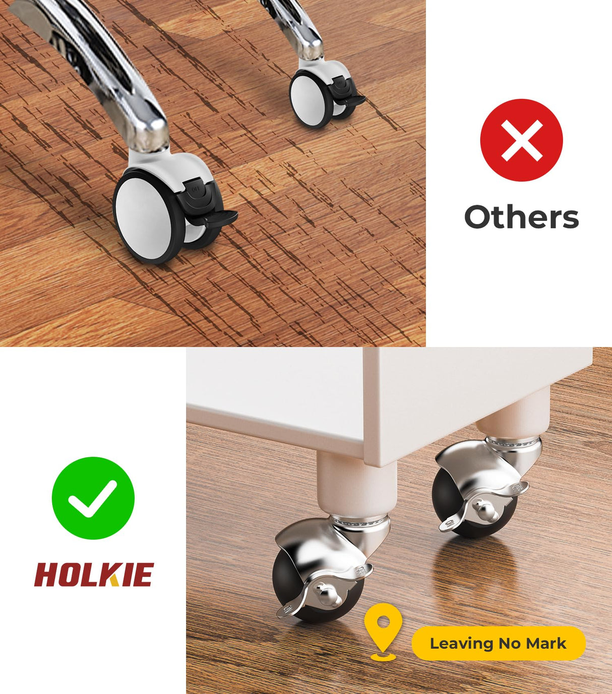 HOLKIE 2 inch Ball Caster Wheels Locking Stem Casters, Furniture Casters Set of 4 Chrome Vintage Antique Swivel Caster, 5/16" x 1-1/2" Grip Neck Spherical Casters Wheels for Furniture Legs HOLKIE