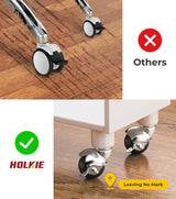HOLKIE 2 inch Ball Caster Wheels Locking Stem Casters, Furniture Casters Set of 4 Chrome Vintage Antique Swivel Caster, 5/16" x 1-1/2" Grip Neck Spherical Casters Wheels for Furniture Legs HOLKIE