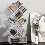 Gintan 9-Tier Corner Bookshelf with Storage,Bedroom Shelves Folding Bookshelves,No Installation Required Shelf Tree Bookcase for Living Room,Study,Home Office,Bed Room (White) Gintan