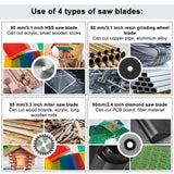 Mini Table Saw with Belt Grinder, 7-Speed Power Supply Adjustable Table Saw Portable Precision Table Saw with 4-Blades and Safety Flap, 0.1-20mm Saw Blade Height Adjustable, Aluminum F FINEC