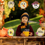 24 Set Fall Wooden Painting Crafts Kit,Unfinished Wood Slices with Holes Round Log DIY Crafts Hanging Ornaments Thanksgiving Fall Pumpkin Painting Kits Bulk for Classroom Activity DIY Art Projects Cinrobiye