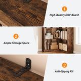 IDEALHOUSE Corner Bookshelf 72.8in Farmhouse Bookcase Large Bookshelf Wood Bookcase Tall 5 Tier Corner Shelf L Shaped Bookshelf Storage Display Rack Living Room Bedroom (Retro, Half Panel) IDEALHOUSE