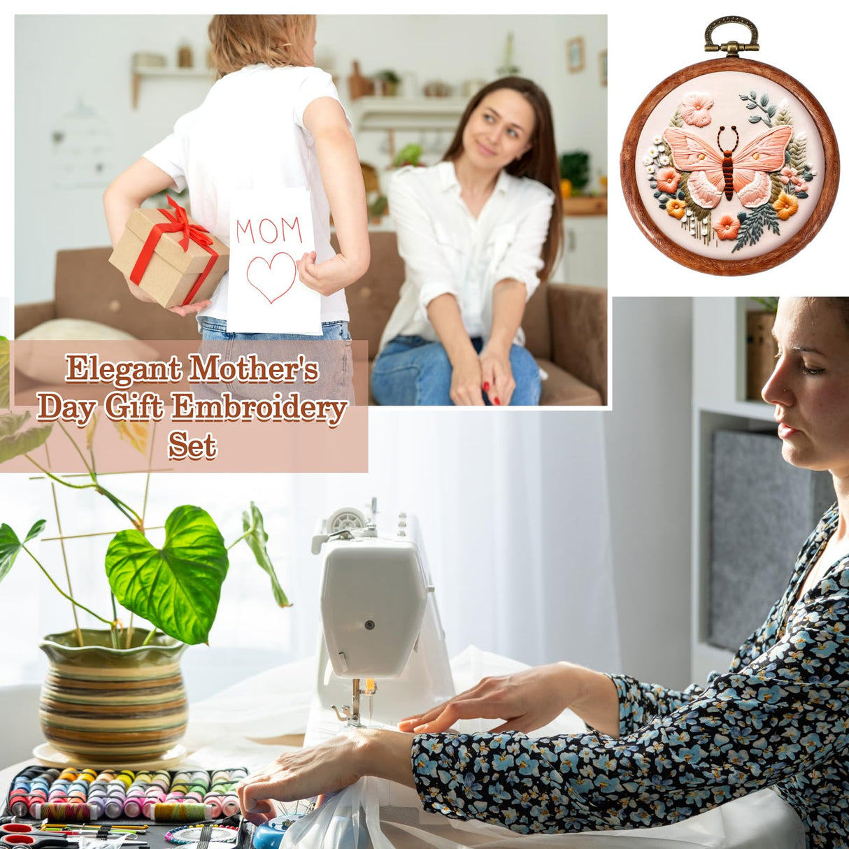 Burbell 15 Pcs Spring Round Embroidery Hoops Frame Circle Rubber Hoops Ring Display Cross Stitch Ornament Imitated Wood Frame Kits for Christmas in July Craft Sewing DIY Hanging Gifts(4 Inch) Burbell