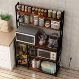 Chnnmbrn Kitchen Bakers Rack with Baskets and Power Outlet,5-Tier Kitchen Utility Storage Shelf with Hooks, Microwave Oven Stand Rack,Vintage Brown Free Standing Kitchen Shelf (Brown) Chnnmbrn