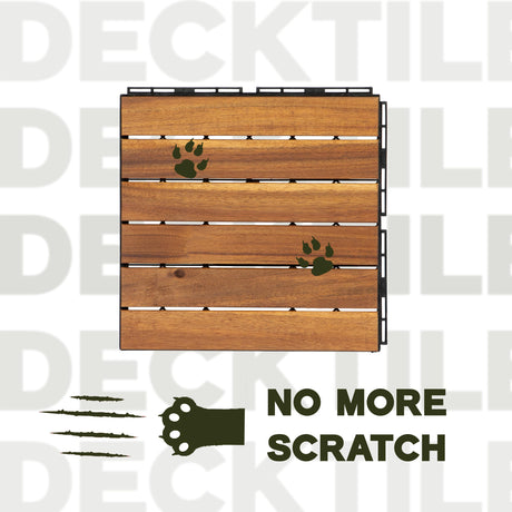 VICTORY RELAX Acacia Wood Flooring Interlocking Deck Tiles for Patio Decor 9 Pcs 6 Slats VR Natural - Waterproof Indoor & Outdoor Decor - Balcony Garden Decking Tile (12.24 * 12.24 * 0.75 inches) VICTORY RELAX