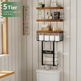 KLUVIS Bathroom Shelves Over Toilet - Floating Shelf for Wall Above Toilet Towels Holder Small Farmhouse Decor Shelves (15.7 inch, Set of 3, Rustic Brown) KLUVIS