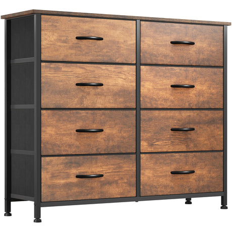 YITAHOME 8 Drawers Fabric Dresser, Furniture Storage Tower Cabinet, Organizer for Bedroom, Living Room, Hallway, Closet, Sturdy Steel Frame, Wooden Top, Easy-to-Pull Fabric Bins YITAHOME