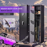 8-10 Rifle Safe for Home, Biometric Fingerprint, Password and Keys Gun Locker, 57.1" Tall Gun Safe No Assembly Required, Gun Safe for Rifles with Led Light, Black Firearm Safe, Alarm System Marcree